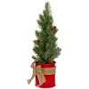 Northlight 1 FT Frosted Upswept Mini Pine Christmas Tree in Red Tin Pot - Unlit - 4 of 4