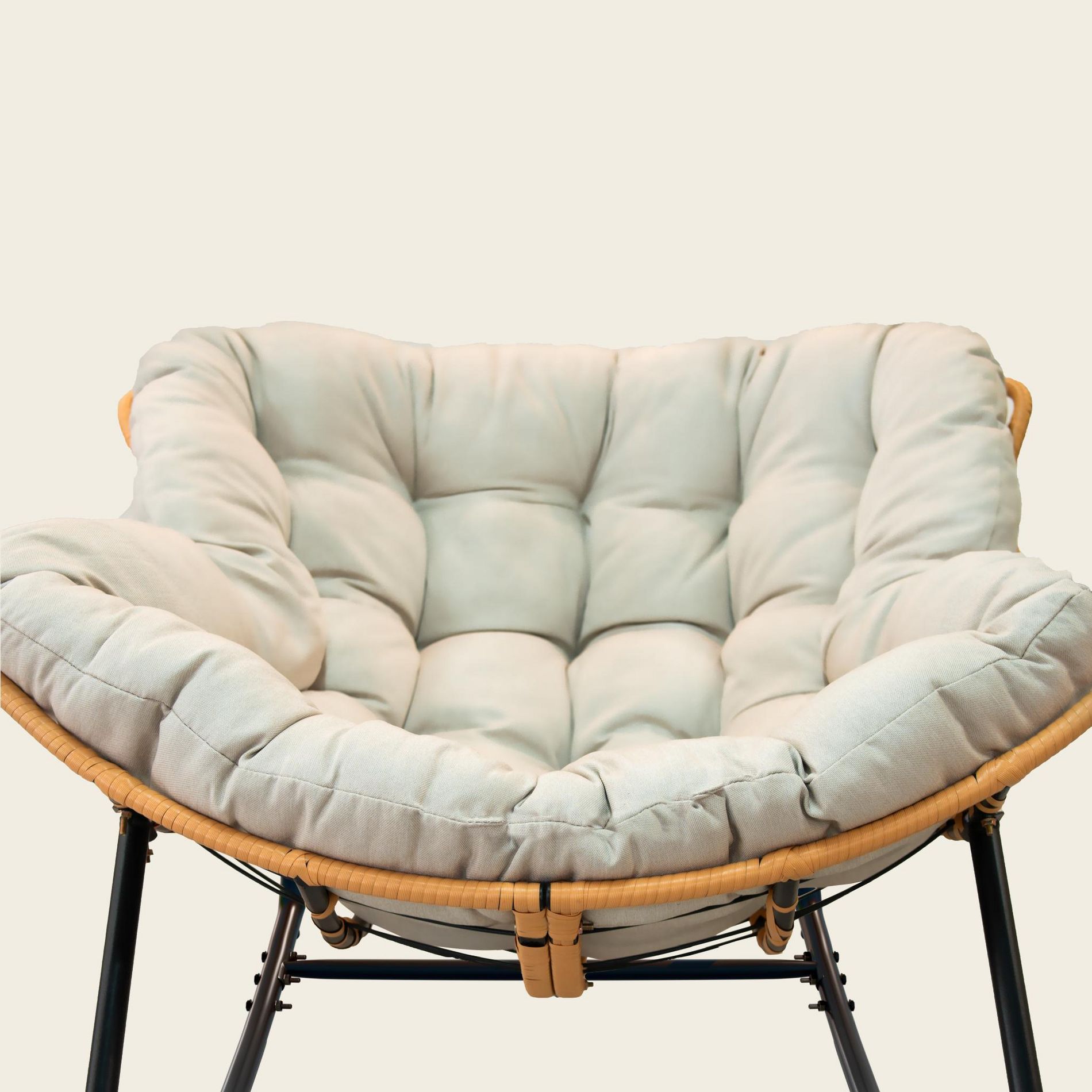 Dexmalle Patio Rattan Wicker Rocking Lounge Chair with Soft Cushion,Porch,Lawn