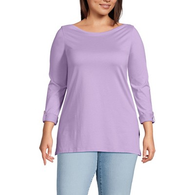 Lands' End Women's Supima Cotton Adjustable 3/4 Sleeve Boatneck Tunic