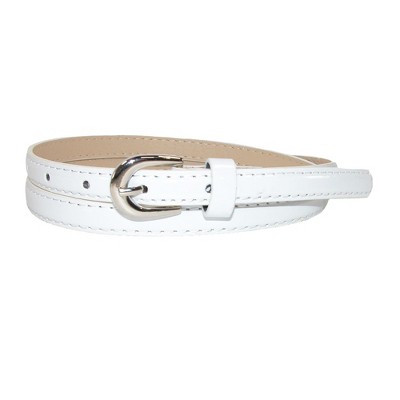 Narrow belt with studs - White/Gold-coloured - Ladies