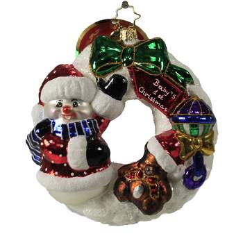 Christopher Radko 5.0 Inch What Wonders Await Wreath Ornament Babys 1St Christmas Tree Ornaments