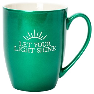 Elanze Designs Let Your Light Shine Emerald Green 10 ounce New Bone China Coffee Cup Mug - 1 of 4