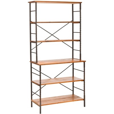 Brooke 6-Tier Walnut and Pewter Industrial Etagere