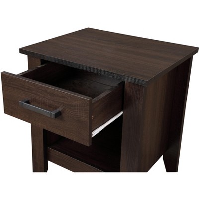 Lennox 24" Wenge 1-Drawer Nightstand with Open Shelf
