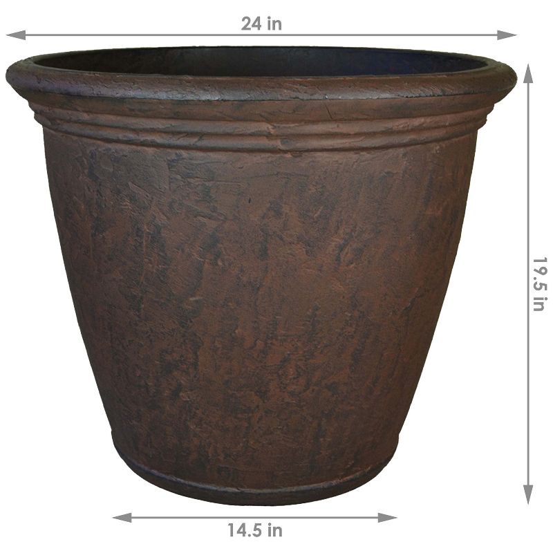 Sunnydaze Indoor/Outdoor Patio, Garden, or Porch Weather-Resistant Double-Walled Anjelica Flower Pot Planter - 24", 4 of 14
