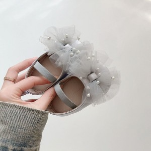 MyKids-Usa Spring and Summer Baby Girl Fashion Beaded Tulle Patchwork Toddler Soft-Sole Anti-slip Walking Shoes - 1 of 4