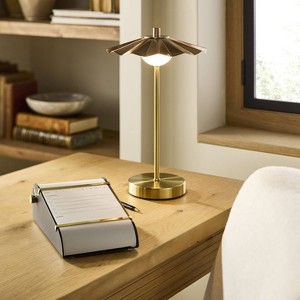 Portable Scallop Shade Table Lamp Brass/Copper (Includes LED Light Bulb) - Hearth & Hand™ with Magnolia - 1 of 4