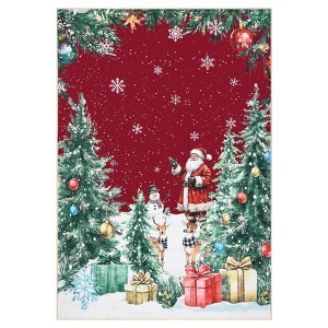 Christmas Washable Area Rug for Living Room, Santa Snowflake Print Decorative Carpet, Non Slip Winter Holiday Decor Rugs for Bedroom - 1 of 4