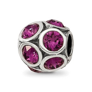 Black Bow Jewelry Sterling Silver with Purple Crystals February Bubble Bead Charm - 1 of 4