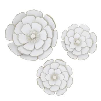 Juvale 3 Pieces White 3D Paper Flowers for Wall Decor, Arts and Crafts