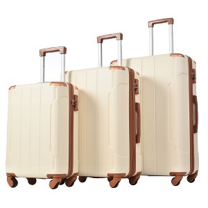 Luggage Sets, 3pcs ABS Hardside Light Suitcase, Expandable Suitcase w/Spinner Wheels Collision-Protection Angle TSA Lock Carry On 20"+24''+28" White - 1 of 4