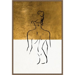 23"x33" Ode to The Female Form by Fun Qui Framed Canvas Wall Art Print Bronze - Amanti Art - 1 of 4