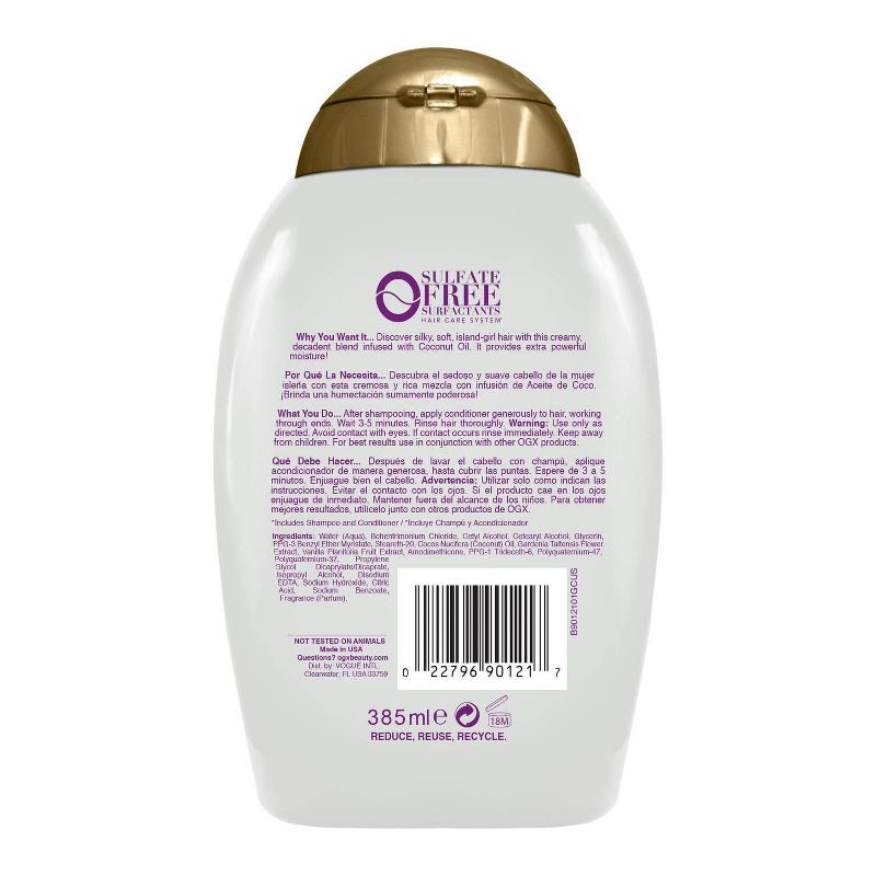OGX Extra Strength Damage Remedy + Coconut Miracle Oil Conditioner for Dry, Frizzy Hair - 13 fl oz, 3 of 7