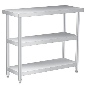Stainless Steel Work Table, 3-Shelf Commercial Food Prep Table,Rust-Resistant Metal Utility Table for Kitchen, Restaurant - 1 of 4