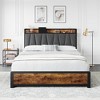 Whizmax Bed Frame with Storage, Linen Upholstered Headboard, 4 Drawers, Charging Station, No Box Spring Needed, Easy Assembly, Vintage Brown - 3 of 4