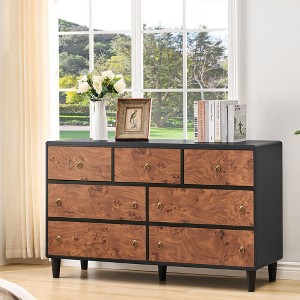 47" Drawer Dresser - Vintage Circle Handle Wood Chest, Curved Profile Design for Bedroom/Living Room - 1 of 4
