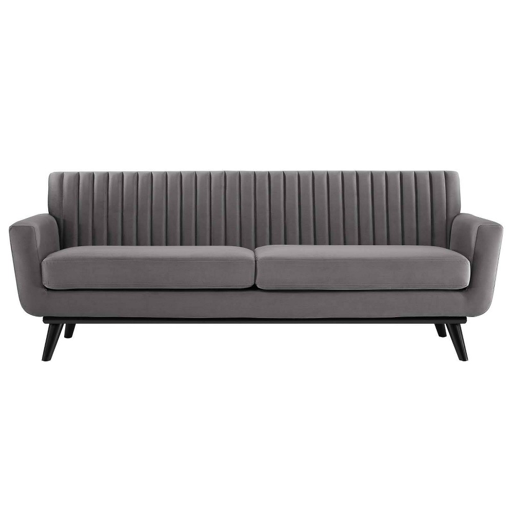 Photos - Sofa Modway Engage Channel Tufted Performance Velvet  Gray - : Upholstered, Wood Frame, Foam Fill 