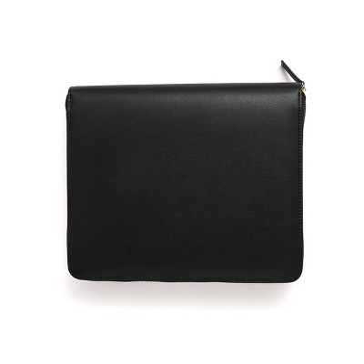 Mini 3 Ring Binder with Zipper Closure - Vegan Leather - Black