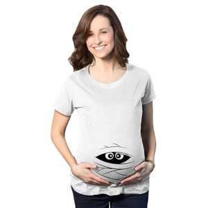 Maternity Peeking Mummy T Shirt Cute Funny Graphic Movie Pregnancy Tee - Crazy Dog Maternity T Shirt - 1 of 4
