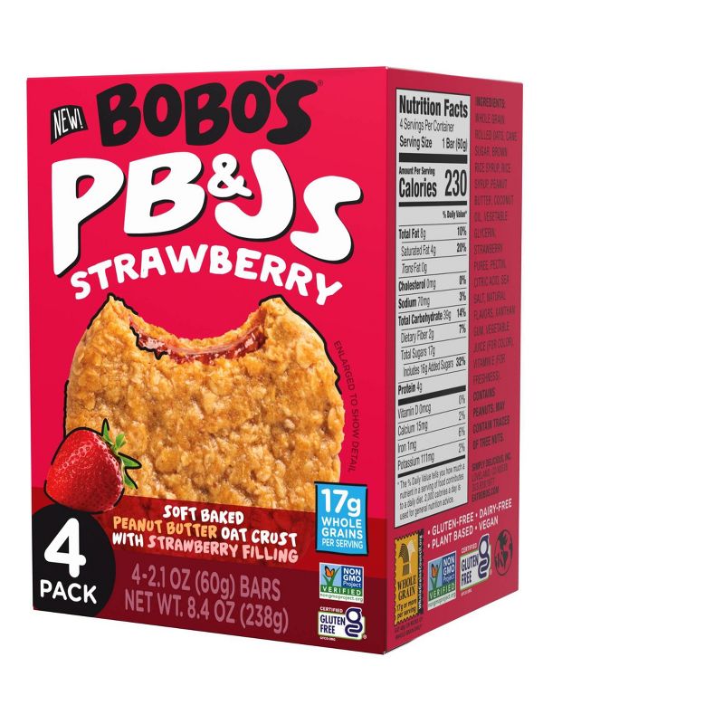 Bobo&#39;s PB&#38;Js Strawberry Oat Bars - 8.4oz/4ct, 3 of 10