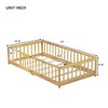 Bellemave Twin Floor Bed with Fence, Solid Rubber Wood Montessori Bed Frame for Kids, Low Profile Design with Slats, Natural Finish - 2 of 4