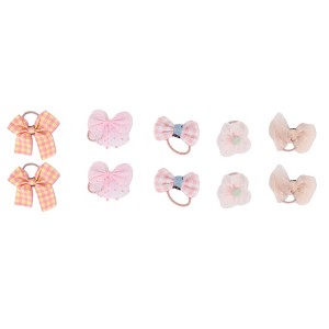 Unique Bargains Women's Fashion Cute Bow Flowers Hair Ropes Light Pink 10 Pcs - 1 of 3