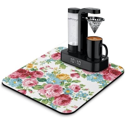LunaLulinlk Coffee Bar Dish Drying Mats Accessories for Countertop Absorbent Hide Stain Rubber Backed Dish Drying Mats (18x16in)