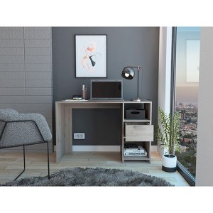 CAVINAS Compact 43.3" Computer Desk with Drawer and 2 Shelves,Space-Saving Office Desk for Home Workspaces and Small Areas - 1 of 4