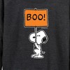 Women's - Peanuts - Snoopy Boo Sign Lightweight French Terry Wide Neck Long Sleeve Shirt - 2 of 4