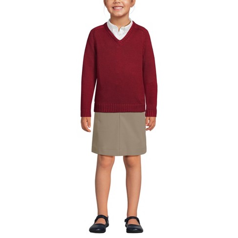 Lands' End School Uniform Kids Cotton Modal V-neck Sweater - image 1 of 4