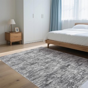 Washable rug. Modern solid-color, non-slip. Non-shedding, low-pile, foldable. Contemporary minimalist. For living/dining/bedrooms - 1 of 4