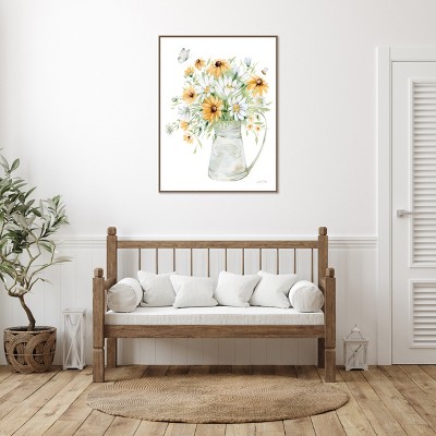 Sylvie Beaded Bronze Framed Botanic-Inspired Canvas Wall Art, 32 x 42