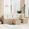 vidaXL Patio Sofa Set with Cushions Outdoor Furniture 6 Piece Poly Rattan - Beige and Cream - 2 of 4