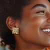 Ross-Simons Italian 18kt Gold Over Sterling Quilted Square Earrings - 2 of 3