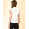 Allegra K Women's Work Office V Neck Stand Collar Lace Cap Sleeve Basic Blouse - 3 of 4