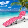 Tangkula Lounge Chair Beach Chair w/ Face Arm Hole Detachable Pillow Adjustable Backrest Side Pocket Outdoor Folding Chaise Sunbathing Chair Hot Pink - 2 of 4