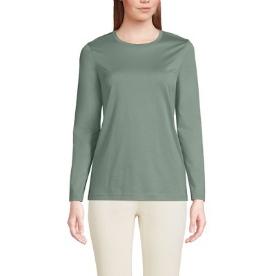 Lands' End Women's Relaxed Supima Cotton Long Sleeve Crew Neck T-Shirt