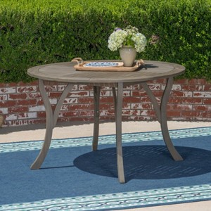 CAVINAS 47.25 Inch Round Patio Table,Outdoor Dining Table with  Acacia Wood Tabletop and Legs,Outdoor Patio Table for 4 - 1 of 4