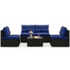 Costway 5 Piece Outdoor Furniture Set with Seat & Back Cushions Tempered Glass Tabletop Black/Blue - 4 of 4
