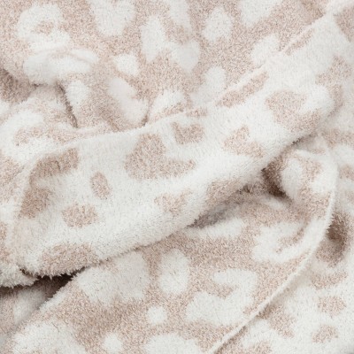 Beige and Cream Cheetah Knit Throw Blanket