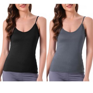INSPIRE CHIC Women's 2 Pcs Camisole Scoop Neck Sleeveless Tank Undershirt Spaghetti-Strap Pajama Tops - 1 of 4