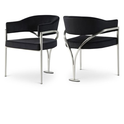 Madelyn Black Velvet Upholstered Arm Chair with Metal Frame