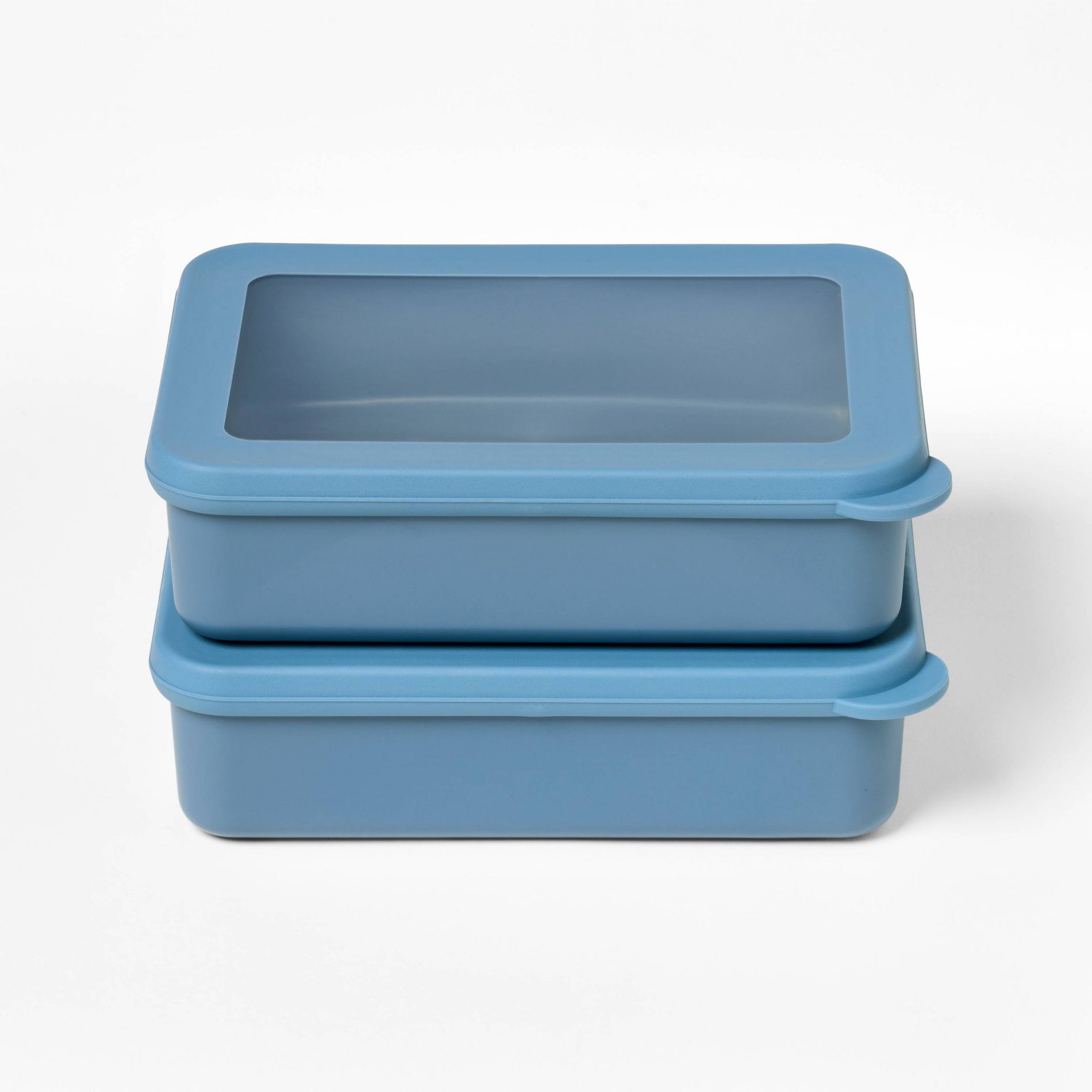 4pc (Set of 2) Plastic Rectangular Food Storage Container Set Blue - Figmint™