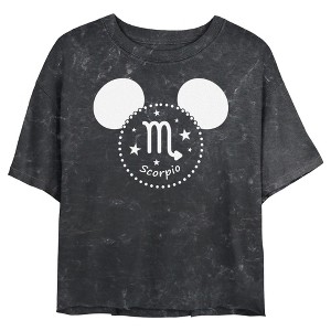 Junior's Women Mickey & Friends Scorpio Mousey Silhouette Crop T-Shirt - 1 of 4