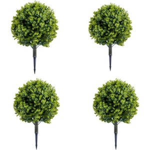 Acekool Set of Artificial Topiary Ball Trees with Metal Ground Spikes, UV Resistant Cedar/Eucalyptus for Garden Patio Indoor Outdoor, Easy Install - 1 of 4