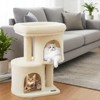 Costway 26” Small Cat Tree with Large Padded Plush Perch, 2 Condos, Sisal Scratching Posts Light Gray/Dark Gray/Beige - 4 of 4