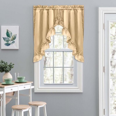 Almond Ruffled Swag Window Curtain with Rod Pocket