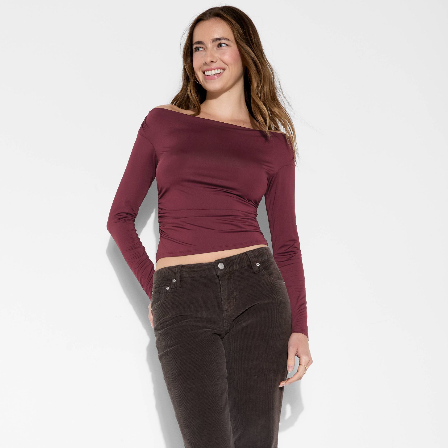 Women's Long Sleeve Synthetic Off the Shoulder Party Top - Wild Fable™