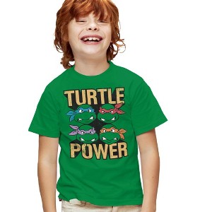 Teenage Mutant Ninja Turtles Turtle Power Youth T Shirt, Kelly Green - 1 of 4