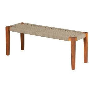 South Shore Balka Wood Bench Beige/Natural: Acacia Legs, Woven Polypropylene Seat, Entryway Furniture - 1 of 4